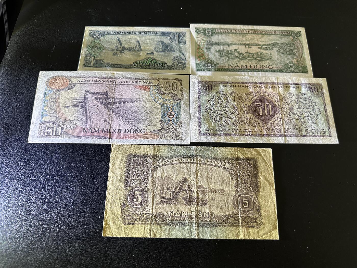《外钞收藏家》第五百六十七期（本期精选优质品种，欢迎参加）（本平台长期征集拍品、欢迎藏友们联系合作） 越南3个版本 五张一起 品相如图