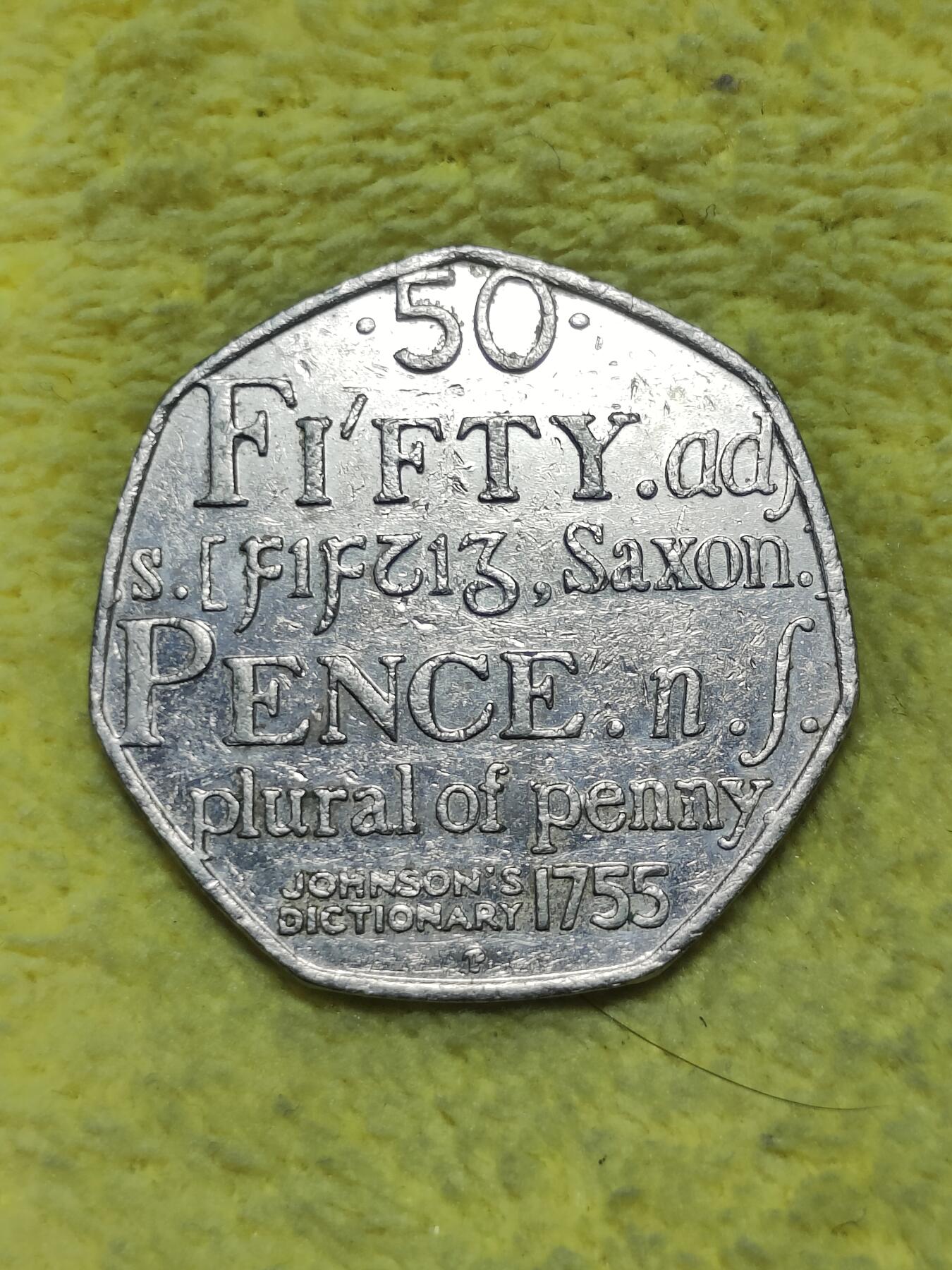 2025年第九十场(总第一百一十六场）外国好品散币(免佣金) 英国🇬🇧2005单年份50便士(英国著名作家–塞缪尔·约翰逊编纂英文字典250周年纪念币)