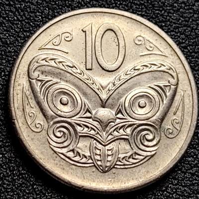 泉币菌-第109场-精品福利场 - 英属新西兰 10分硬币 毛利人面具 伊丽莎白二世 女王24mm