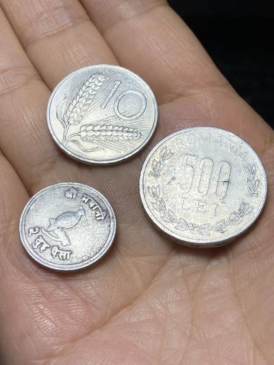 2025年第九十场(总第一百一十六场）外国好品散币(免佣金) - 铝币3枚：意大利1973年10里拉，罗马尼亚🇷🇴2000年500列伊，尼泊尔