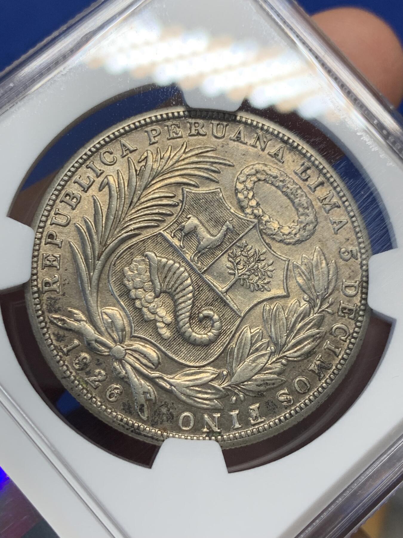 《竞宝斋》第418场 周日，周一，2场连拍 （全场包邮） NGC UNCD 秘鲁 1926年 女神坐像 1索尔大银币