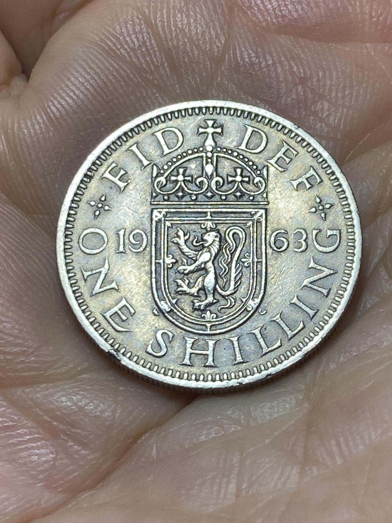 2025年第九十场(总第一百一十六场）外国好品散币(免佣金) 英国🇬🇧1963年1先令(伊丽莎白二世青年桂冠，第二版，苏格兰盾徽)