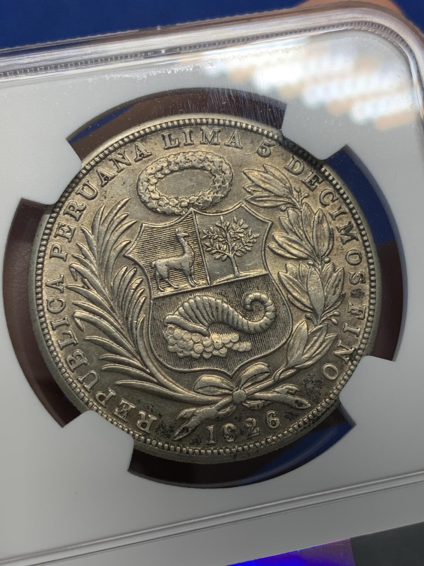《竞宝斋》第418场 周日，周一，2场连拍 （全场包邮） NGC UNCD 秘鲁 1926年 女神坐像 1索尔大银币