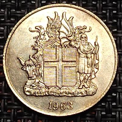 布加迪🐬～世界钱币(上海)🌾第 243 期 /  各国套币和散币 - 冰岛🇮🇸 1963年 1克朗