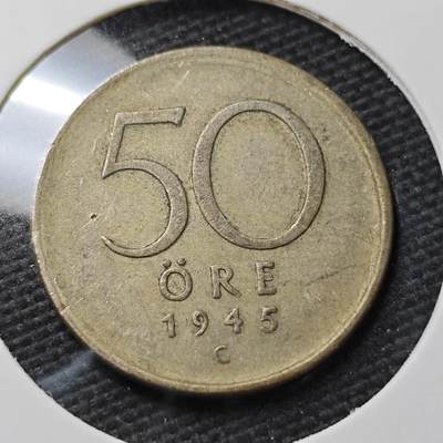 KK钱币收藏小铺 第336场 2月预留时间 周末发货 -  1945瑞典50欧尔银币