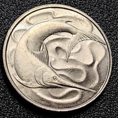 泉币菌-第109场-精品福利场 - 原光极美 高币值 1981年 新加坡20分 海洋动物-剑鱼 24mm