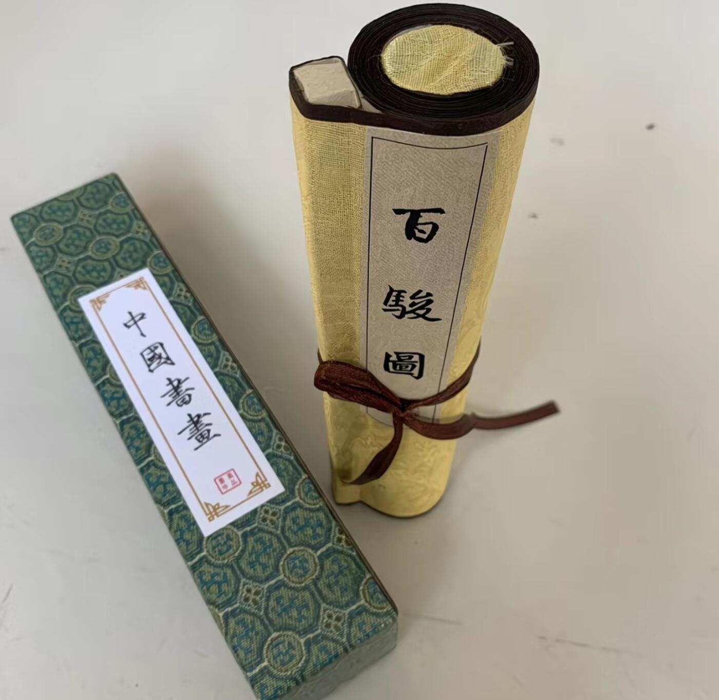 古玩杂相专场（2） 郎世宁百骏图卷轴手卷 23*210cm