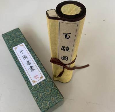 古玩杂相专场（2） - 郎世宁百骏图卷轴手卷 23*210cm