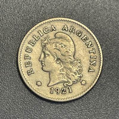 回流钱币0913 - 阿根廷1921年10分镍币