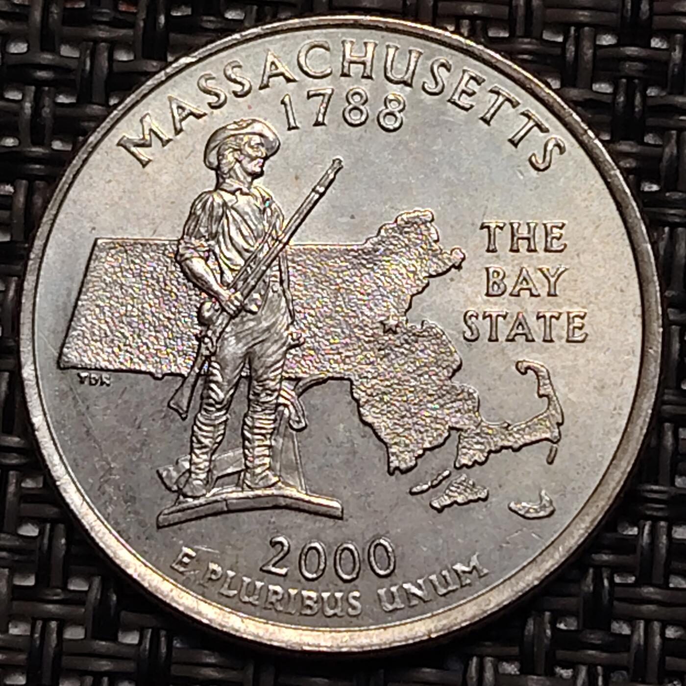 布加迪🐬～世界钱币(上海)🌾第 243 期 /  各国套币和散币 美国🇺🇸 2000年 25分 马萨诸塞州币