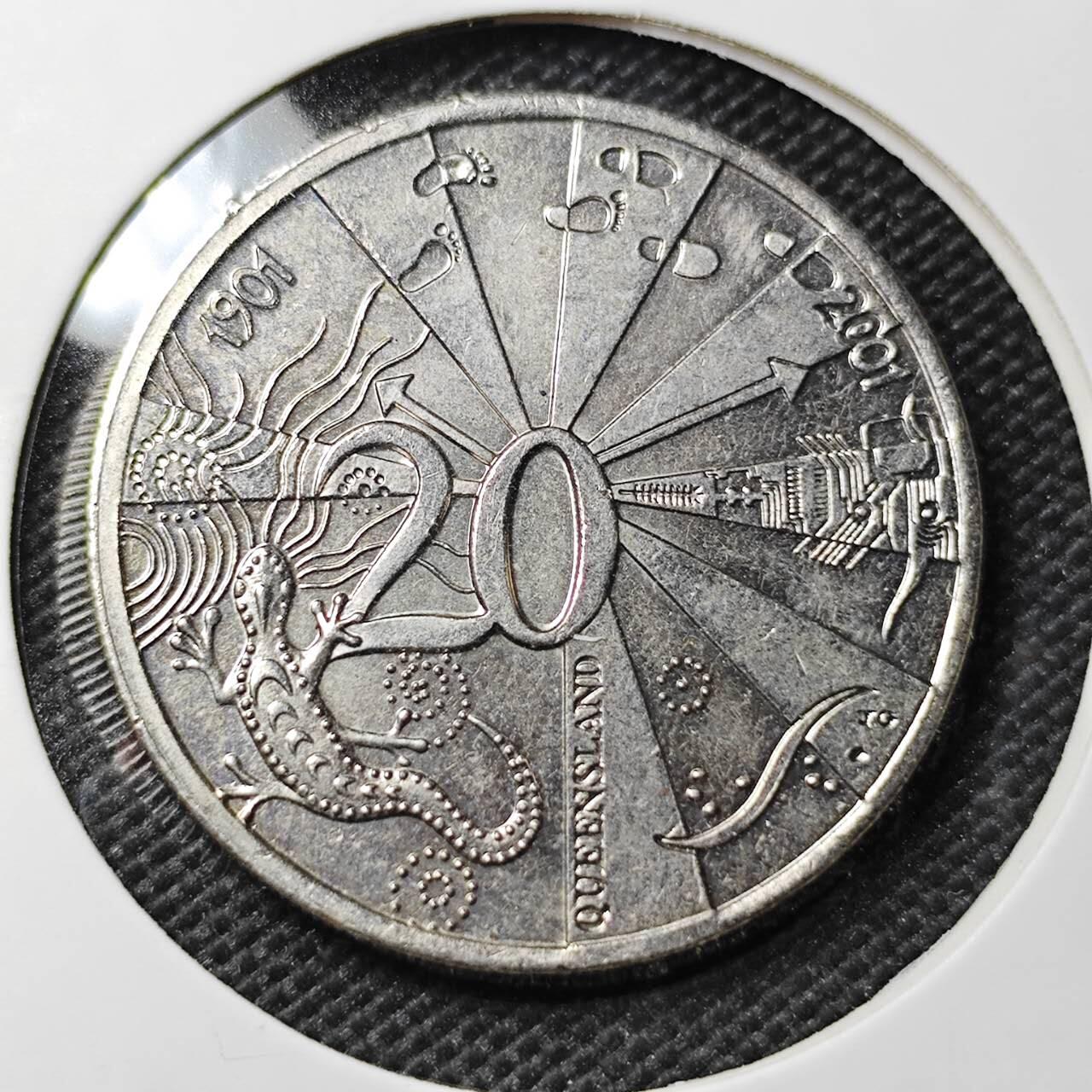 KK钱币收藏小铺 第336场 2月预留时间 周末发货 2001澳大利亚20分纪念币 