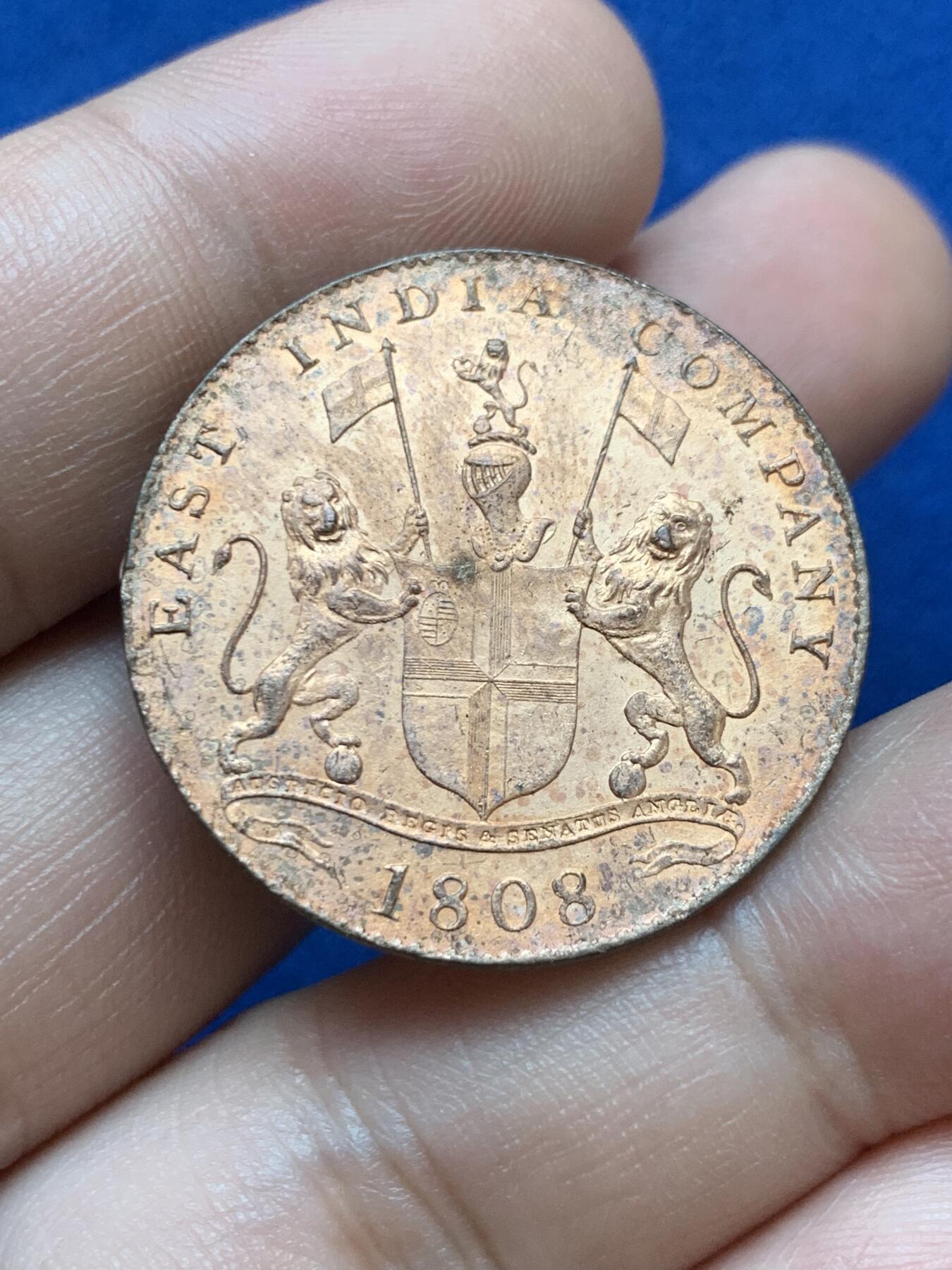 《竞宝斋》第418场 周日，周一，2场连拍 （全场包邮） 英属马德拉斯1808年20CASH UNC