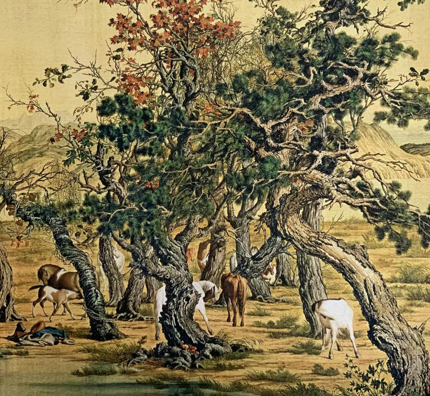 古玩杂相专场（2） 郎世宁百骏图卷轴手卷 23*210cm
