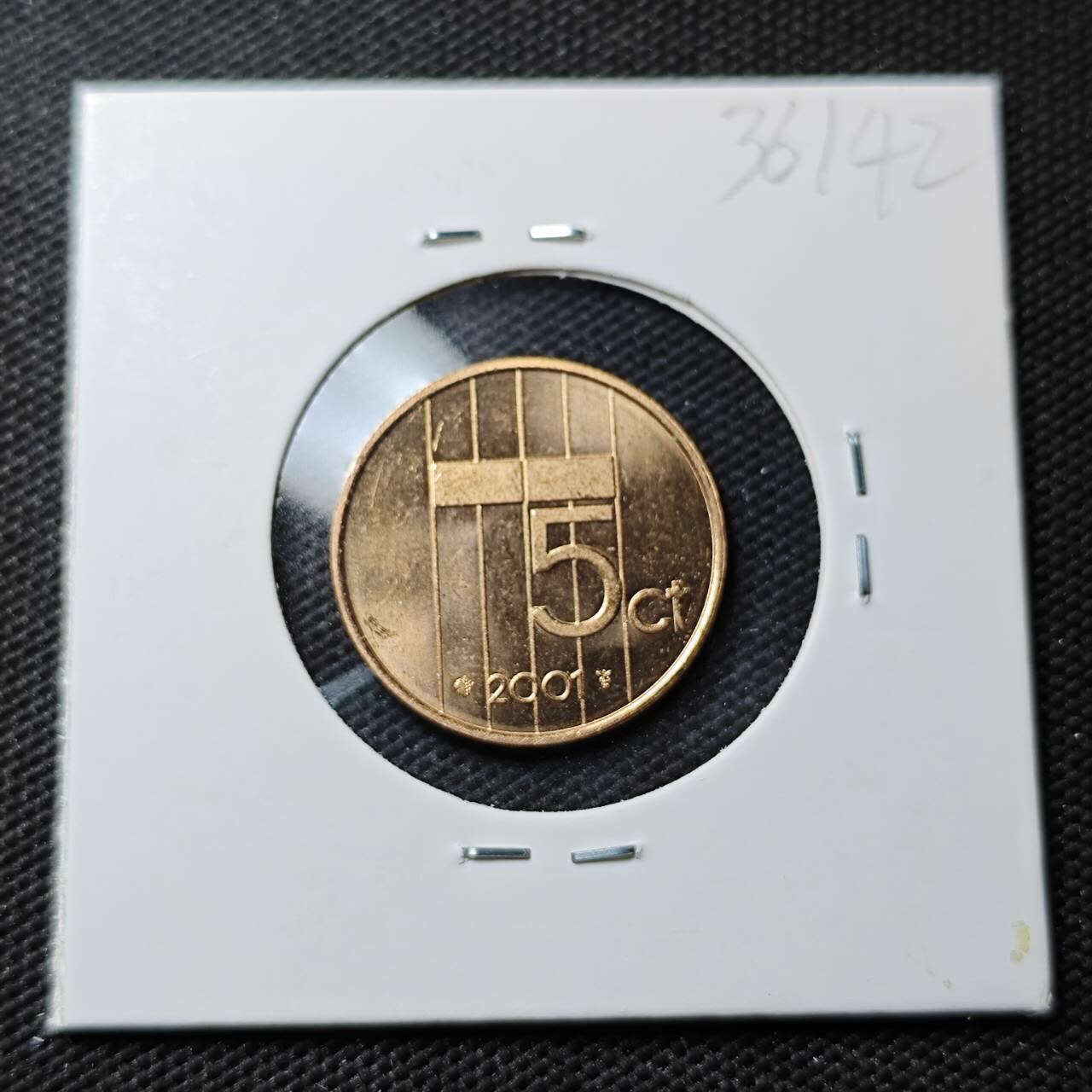 KK钱币收藏小铺 第336场 2月预留时间 周末发货 2001荷兰5分铜币 好品
