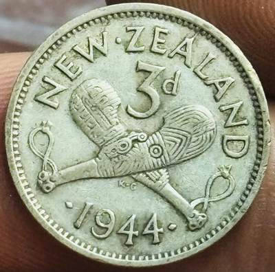 文馨钱币收藏第 272 场， 长期接收代拍品 - 1944 年英属新西兰乔治六世 3 便士银币，500 银