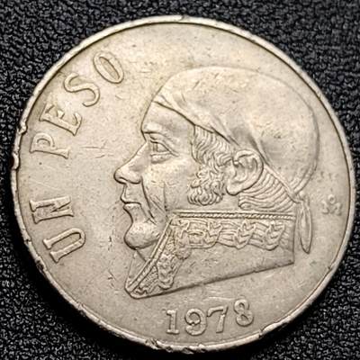 泉币菌-第109场-精品福利场 - 1978年墨西哥早期1比索大镍币 29mm 独立战争领袖莫雷洛斯 鹰蛇徽
