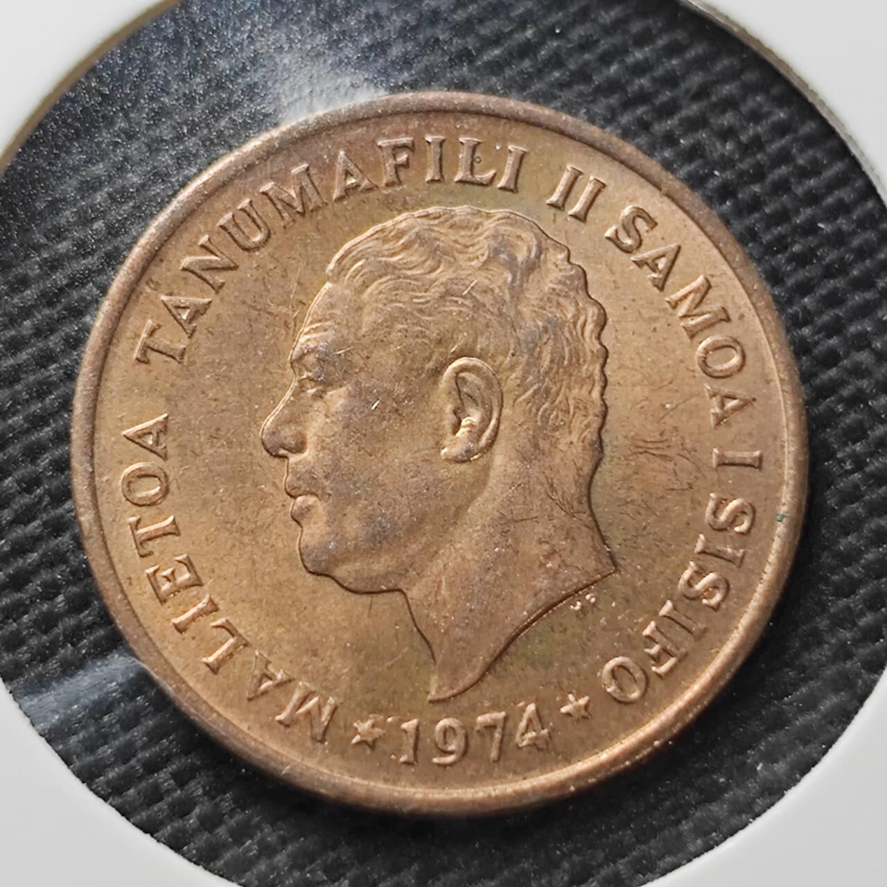 KK钱币收藏小铺 第336场 2月预留时间 周末发货 1974 萨摩亚2分铜币 好品