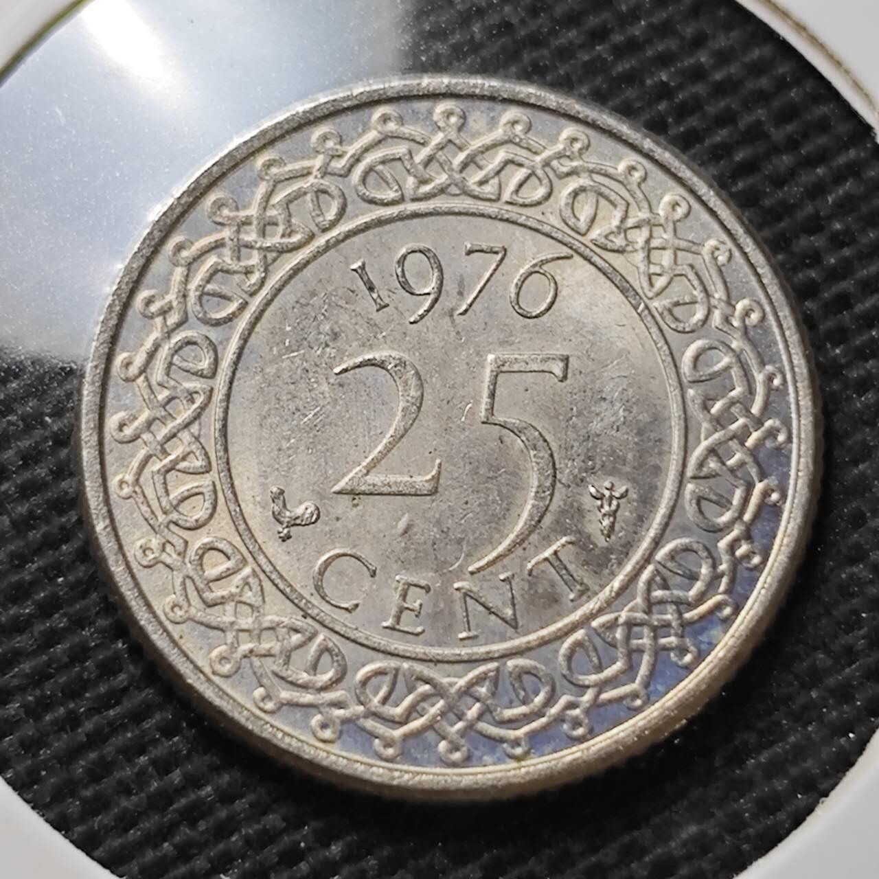 KK钱币收藏小铺 第336场 2月预留时间 周末发货 1976苏里南25分 光品