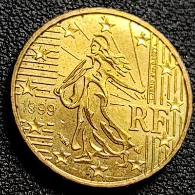泉币菌-第109场-精品福利场 - 欧元 法国1999年10欧分铜币 玛丽安娜 欧盟地图 19.75MM