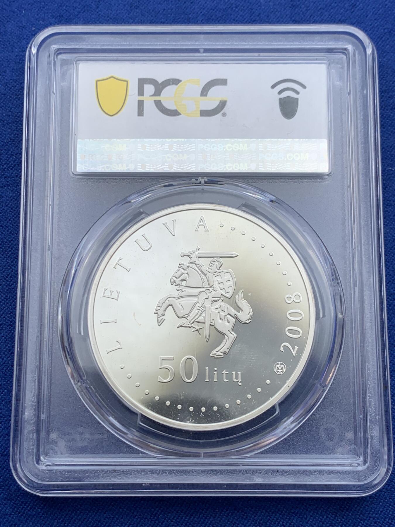 《竞宝斋》第418场 周日，周一，2场连拍 （全场包邮） PCGS PR68DCAM 立陶宛2008年大黄蜂50立特银币 925银 28.28克