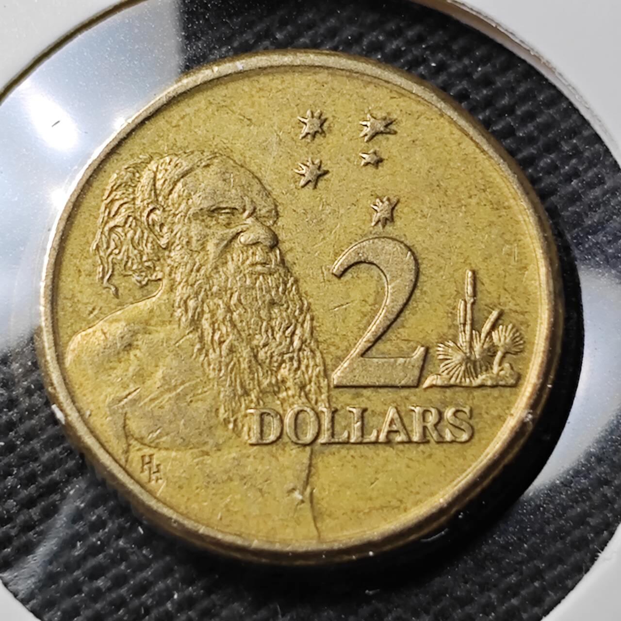 KK钱币收藏小铺 第336场 2月预留时间 周末发货 1988澳大利亚土著人2元 