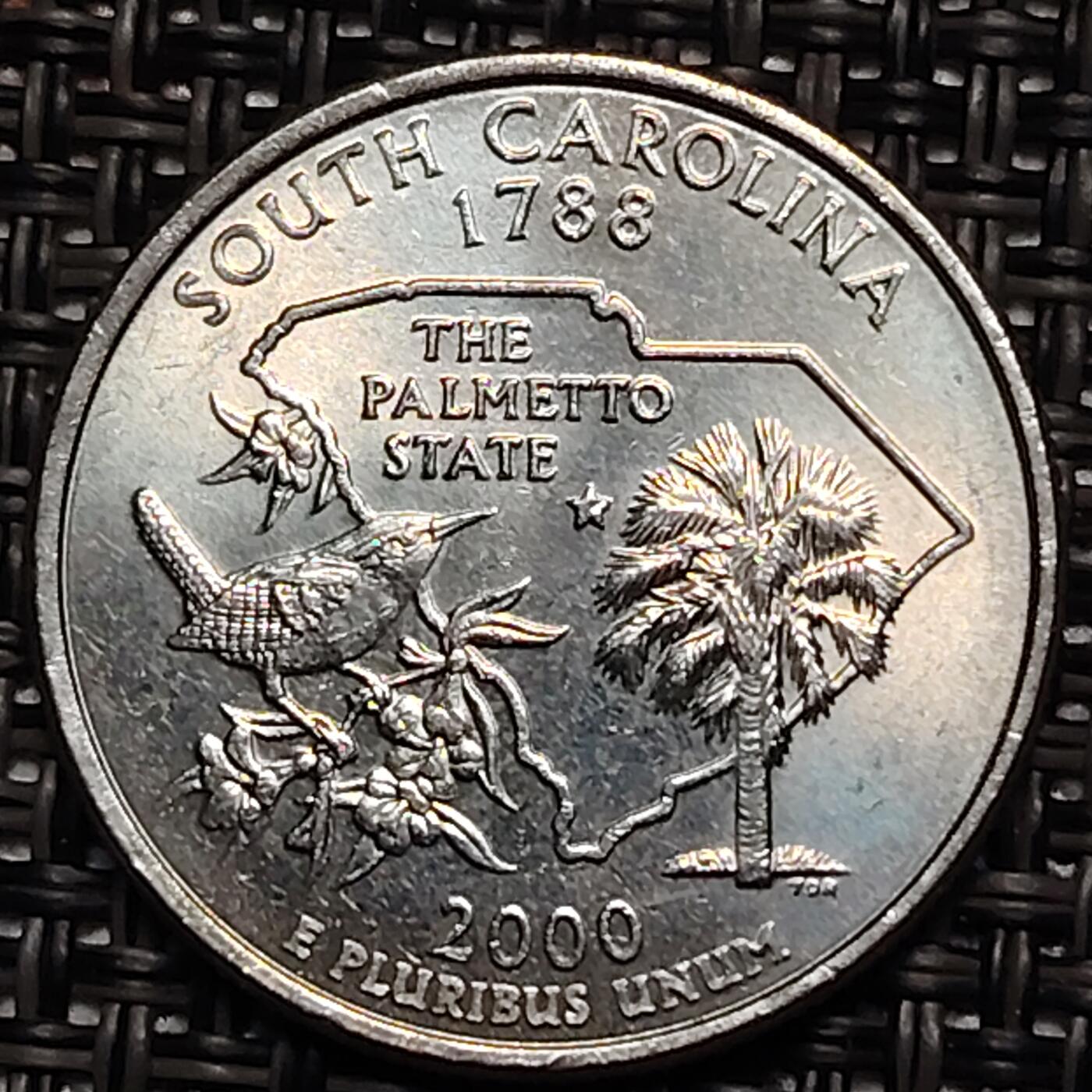布加迪🐬～世界钱币(上海)🌾第 243 期 /  各国套币和散币 美国🇺🇸 2000年 25分 南卡莱罗娜州币