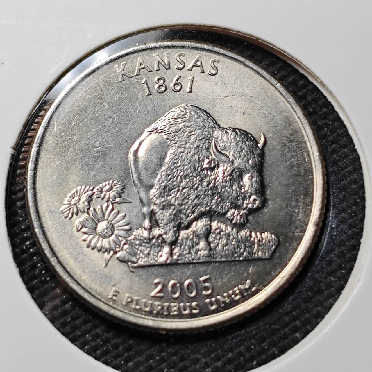 KK钱币收藏小铺 第336场 2月预留时间 周末发货  2005美国25分纪念币 好品