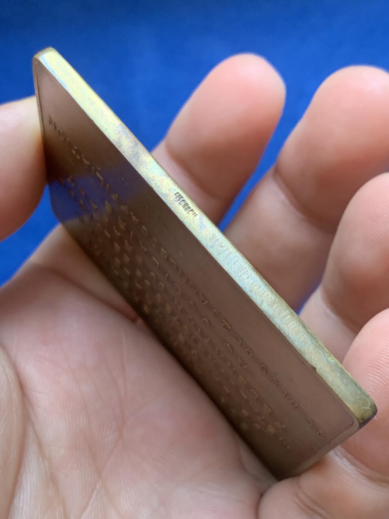 《竞宝斋》第418场 周日，周一，2场连拍 （全场包邮） 比利时新艺术-冶金学联合会成立50周年方型纪念铜章 65.4*49.4mm 94.8克