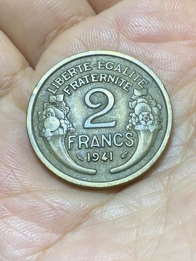 2025年第九十场(总第一百一十六场）外国好品散币(免佣金) - 好品–法国🇫🇷1941年2法郎(铝青铜材质版)