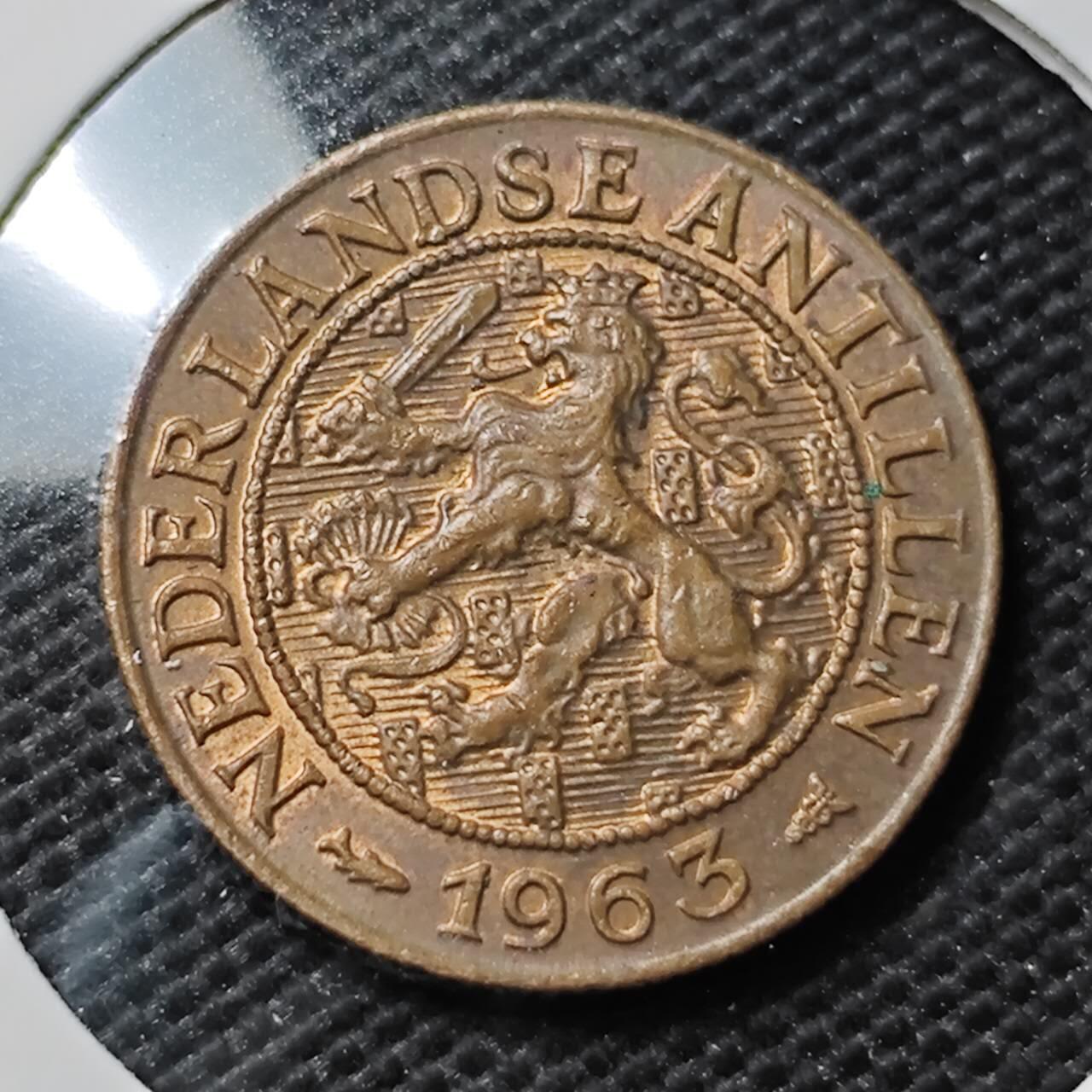 KK钱币收藏小铺 第336场 2月预留时间 周末发货 1963荷属安的列斯1分铜币