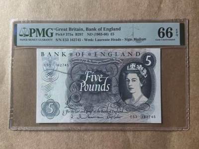 【礼羽收藏】🌏世界钱币拍卖第103期 - 英国C序列 1963-66年5镑 PMG66EPQ