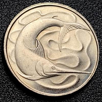泉币菌-第109场-精品福利场 - 原光UNC 高币值 剑鱼 新加坡 20分海洋动物白铜硬币  23.5mm 
