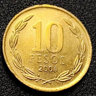 泉币菌-第109场-精品福利场 - 铜光美品 智利2006年10比索青铜币 独立战争领袖奥希金斯 21MM 