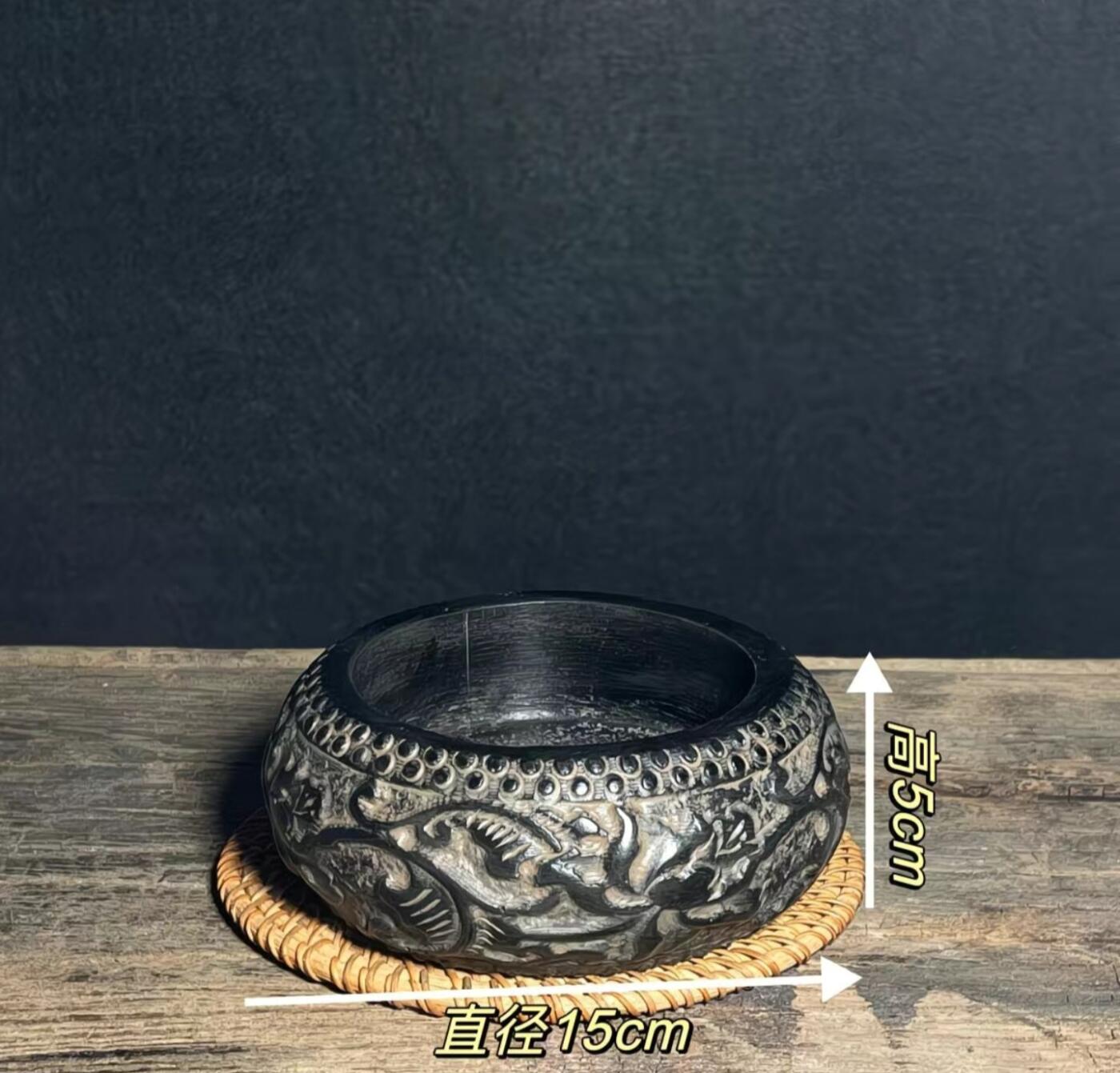 古玩杂相专场（2） 中式古风缠枝莲花盆摆件 书房笔洗
