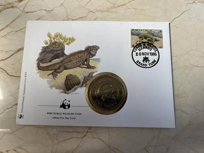 第175期拍卖【长期征集拍品】 - 特克斯和凯科斯1988年野生动物基金会蜥蜴纪念币邮币封