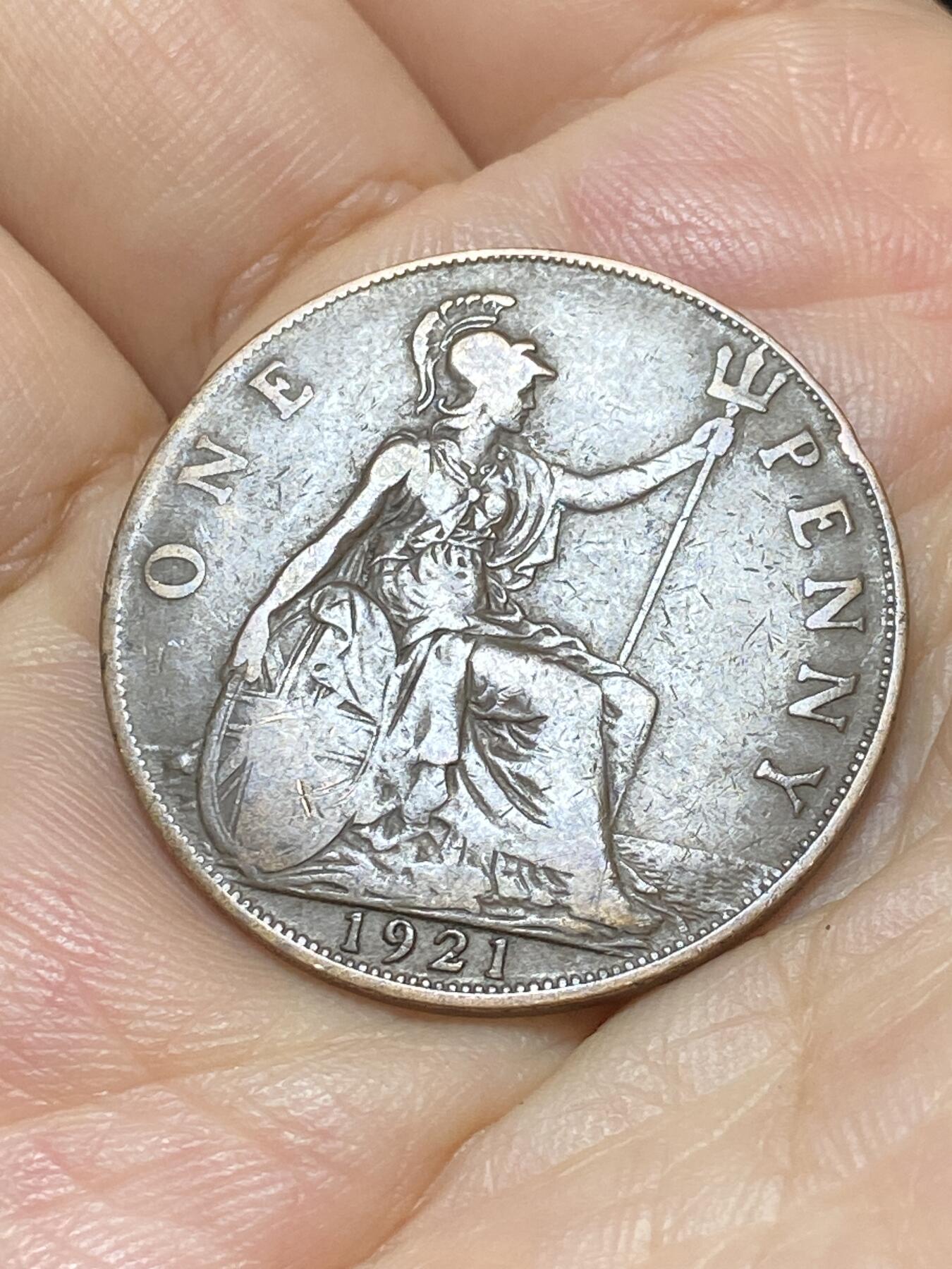2025年第九十场(总第一百一十六场）外国好品散币(免佣金) 英国🇬🇧1921年1便士(乔治五世第一版)