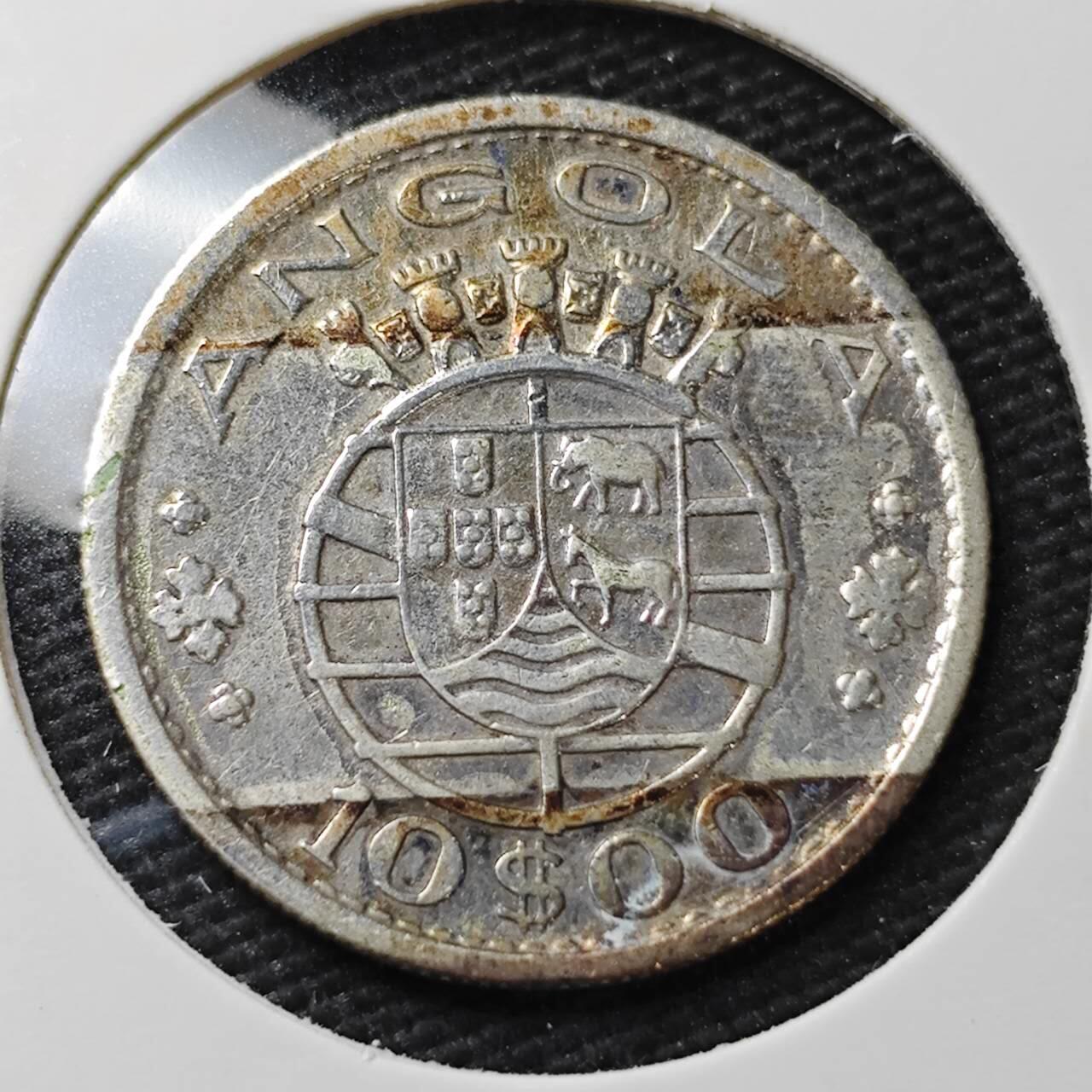KK钱币收藏小铺 第336场 2月预留时间 周末发货  1955葡属安哥拉5埃斯库多银币 不多见