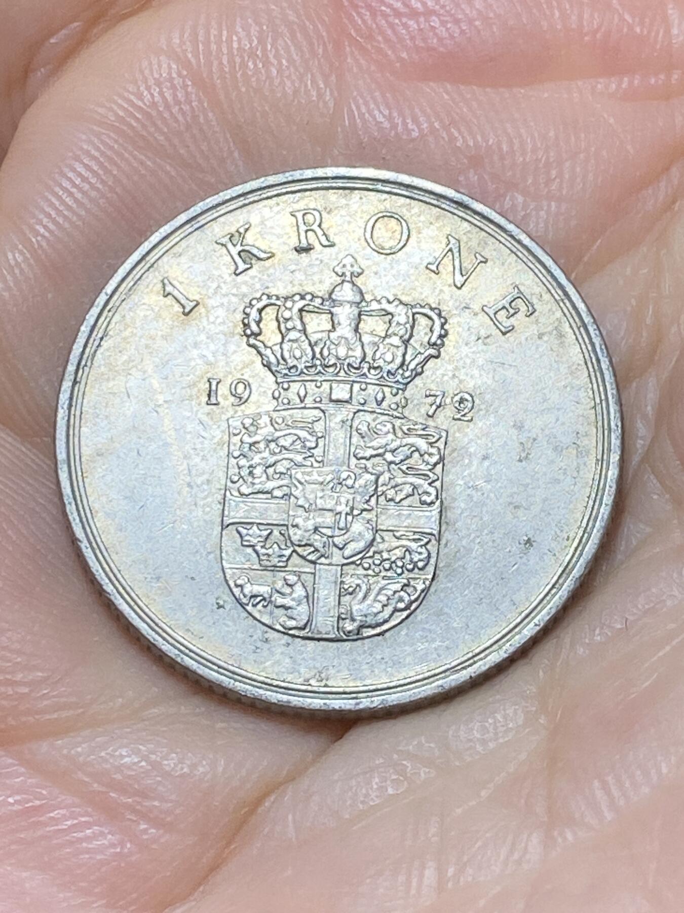 2025年第九十场(总第一百一十六场）外国好品散币(免佣金) 丹麦🇩🇰1972单年份1克朗(弗雷德里克九世逝世年，S; S版)