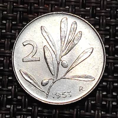 布加迪🐬～世界钱币(上海)🌾第 243 期 /  各国套币和散币 - 意大利🇮🇹 1955年 2里拉铝币 小蜜蜂