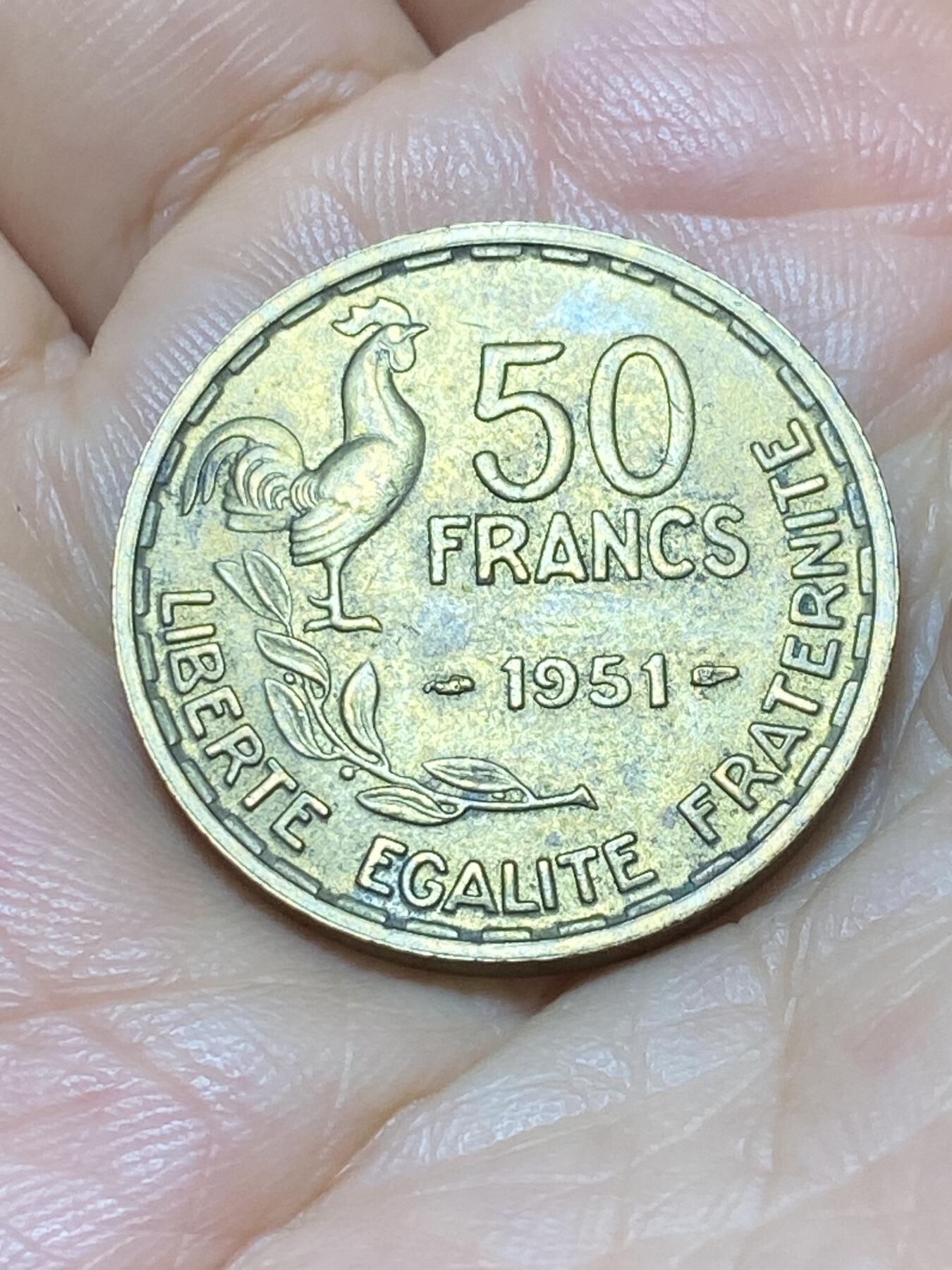 2025年第九十场(总第一百一十六场）外国好品散币(免佣金) 法国🇫🇷1951年50法郎