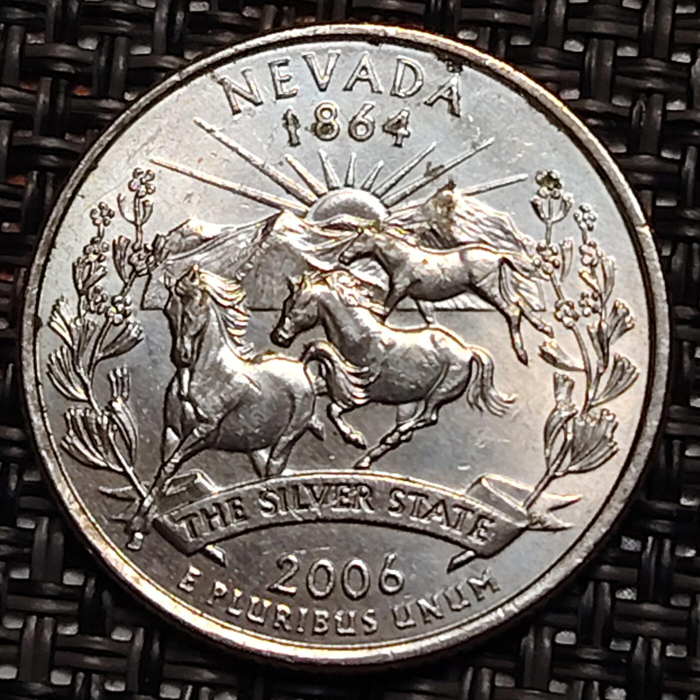 布加迪🐬～世界钱币(上海)🌾第 243 期 /  各国套币和散币 美国🇺🇸 2006年 25分 内华达州币