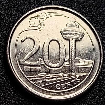 泉币菌-第109场-精品福利场 - 高币值 新加坡20分硬币21mm建筑 