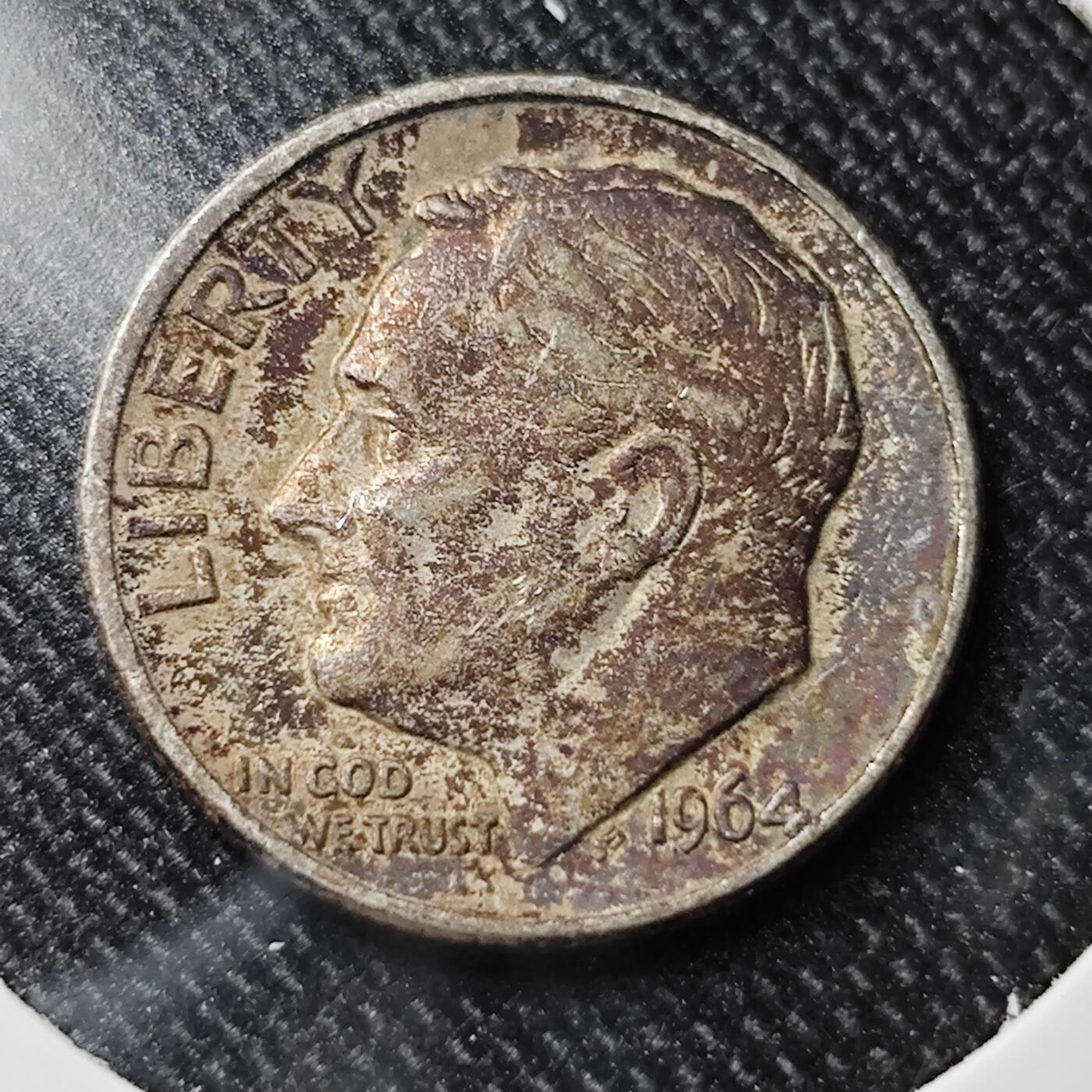 KK钱币收藏小铺 套币专场 2月预留时间 周末发货   1964美国10分银币 带彩