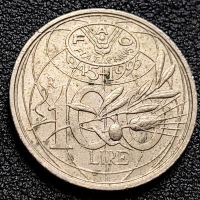 泉币菌-第109场-精品福利场 - FAO联合国粮农组织纪念币 意大利1995年100里拉銅镍硬币 22mm4.5g