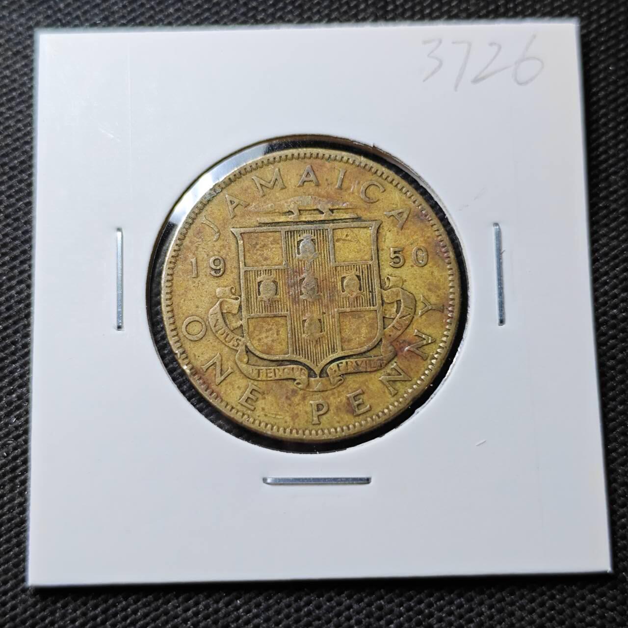 KK钱币收藏小铺 第337场 2月预留时间 周末发货 1950英属牙买加1便士铜币 乔六