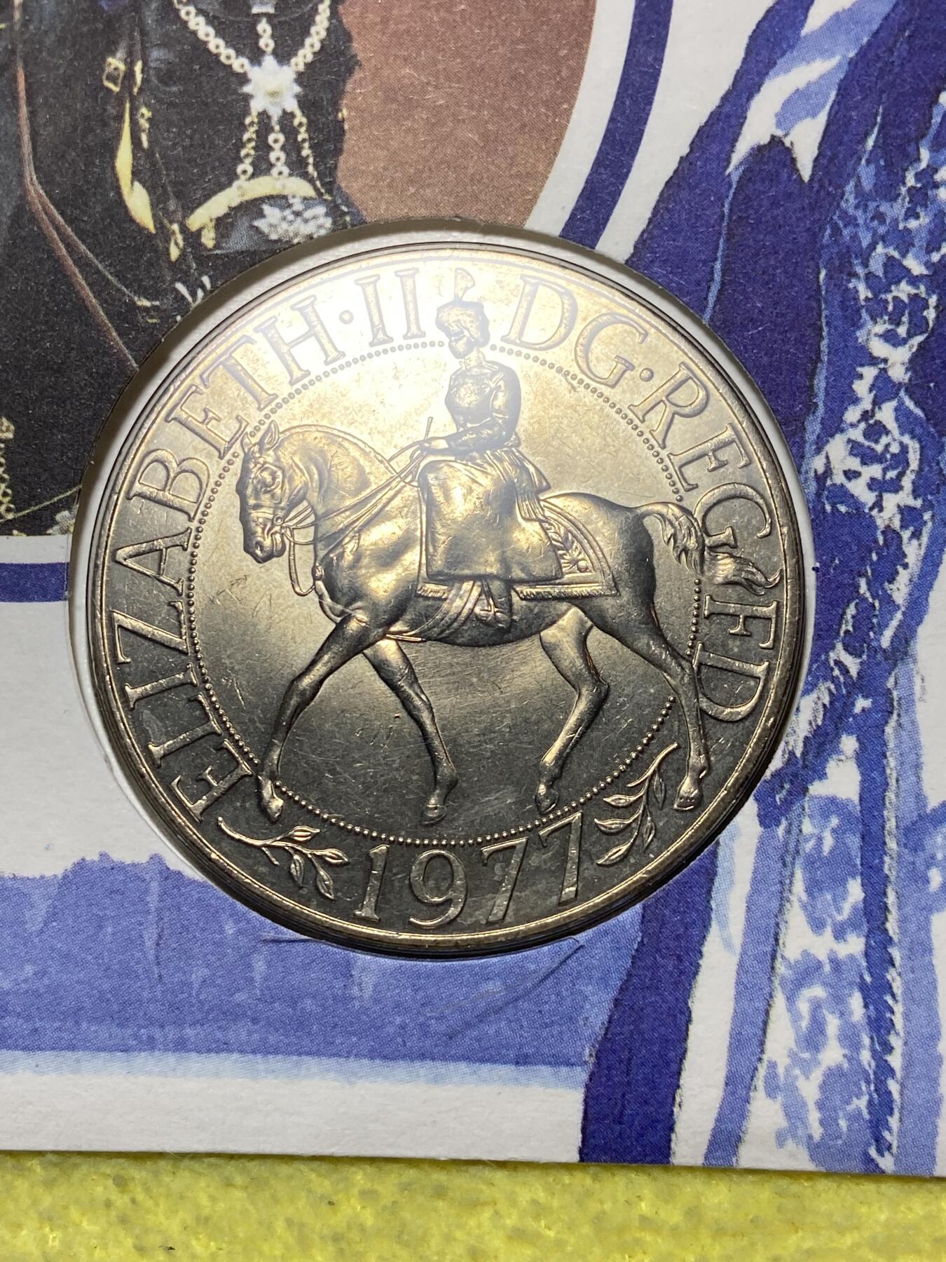 2025年第九十场(总第一百一十六场）外国好品散币(免佣金) 全新邮币封–英国🇬🇧1977年25便士(伊丽莎白二世登基25周年银禧纪念币)