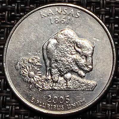 布加迪🐬～世界钱币(上海)🌾第 243 期 /  各国套币和散币 - 美国🇺🇸 2005年 25分 堪萨斯州币