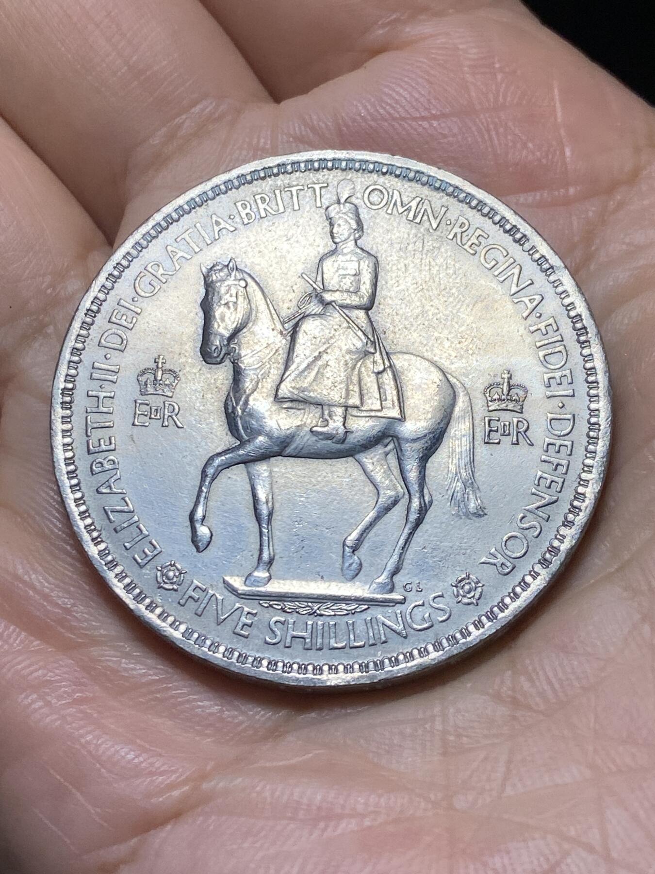 2025年第九十场(总第一百一十六场）外国好品散币(免佣金) 英国🇬🇧1953单年份5先令克朗型大币(伊丽莎白二世加冕年纪念币)