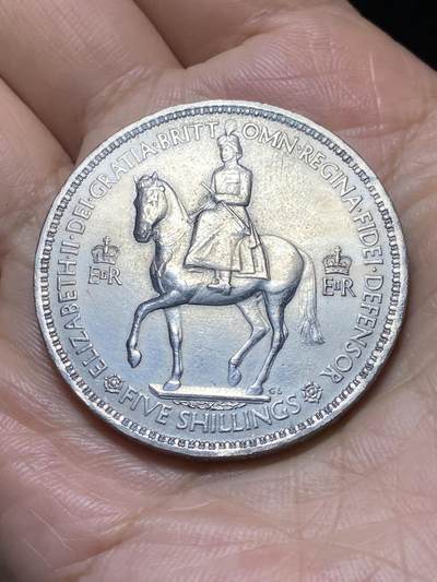 2025年第九十场(总第一百一十六场）外国好品散币(免佣金) - 英国🇬🇧1953单年份5先令克朗型大币(伊丽莎白二世加冕年纪念币)