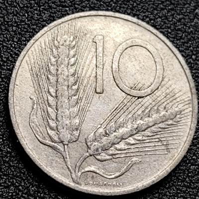 泉币菌-第109场-精品福利场 - 意大利1969年 10里拉铝币 麦穗 古犁23.3mm